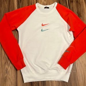 Nike double check sweatshirt Small S swoosh top colorblock orange crewneck